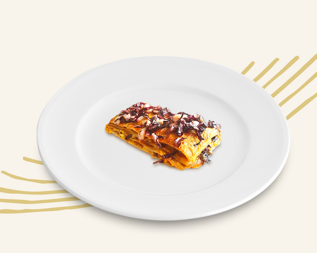 Ricetta lasagna di farro con zucca e radicchio lungo precoce | Orsini & Damiani